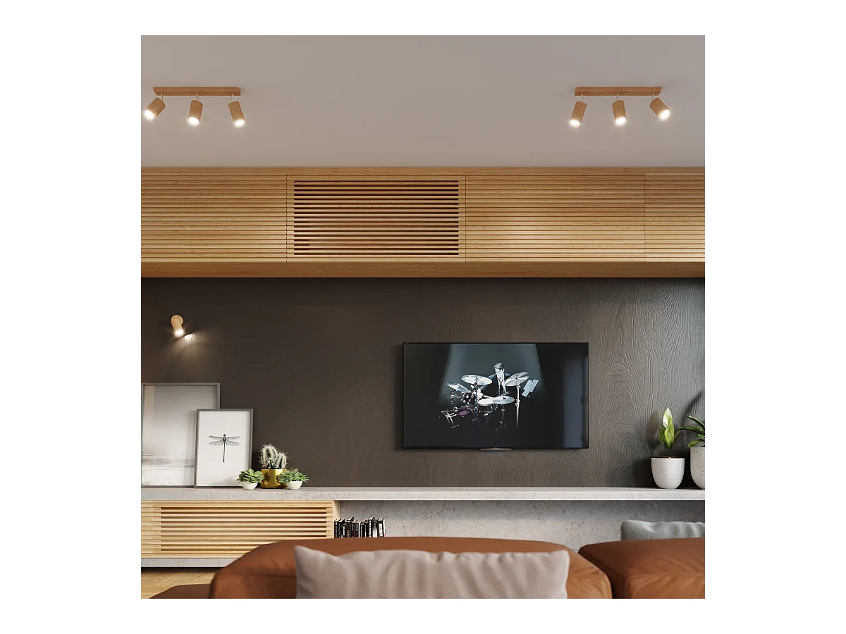 Wandlampen Vorix Scandinavisch van  - 1 lichtbronnen 3000K - L.10 x H.20 cm - natuurlijk hout