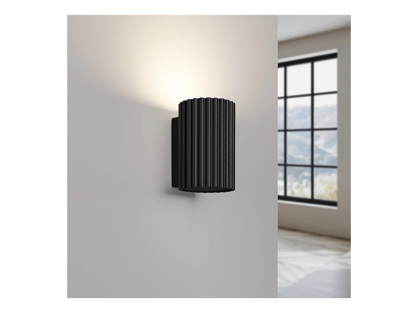 Wandleuchte Gloow minimalistisch aus  Aluminium - 1 lichtquellen 3000K - L.6,5 x H. cm - Schwarz