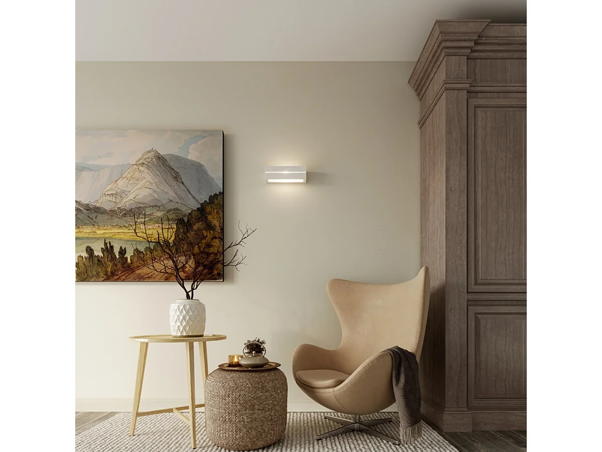 Appliques Solara line moderne en céramique - 1 sources lumineuses 3000K - L.32,5 x H.9,5 cm - blanc