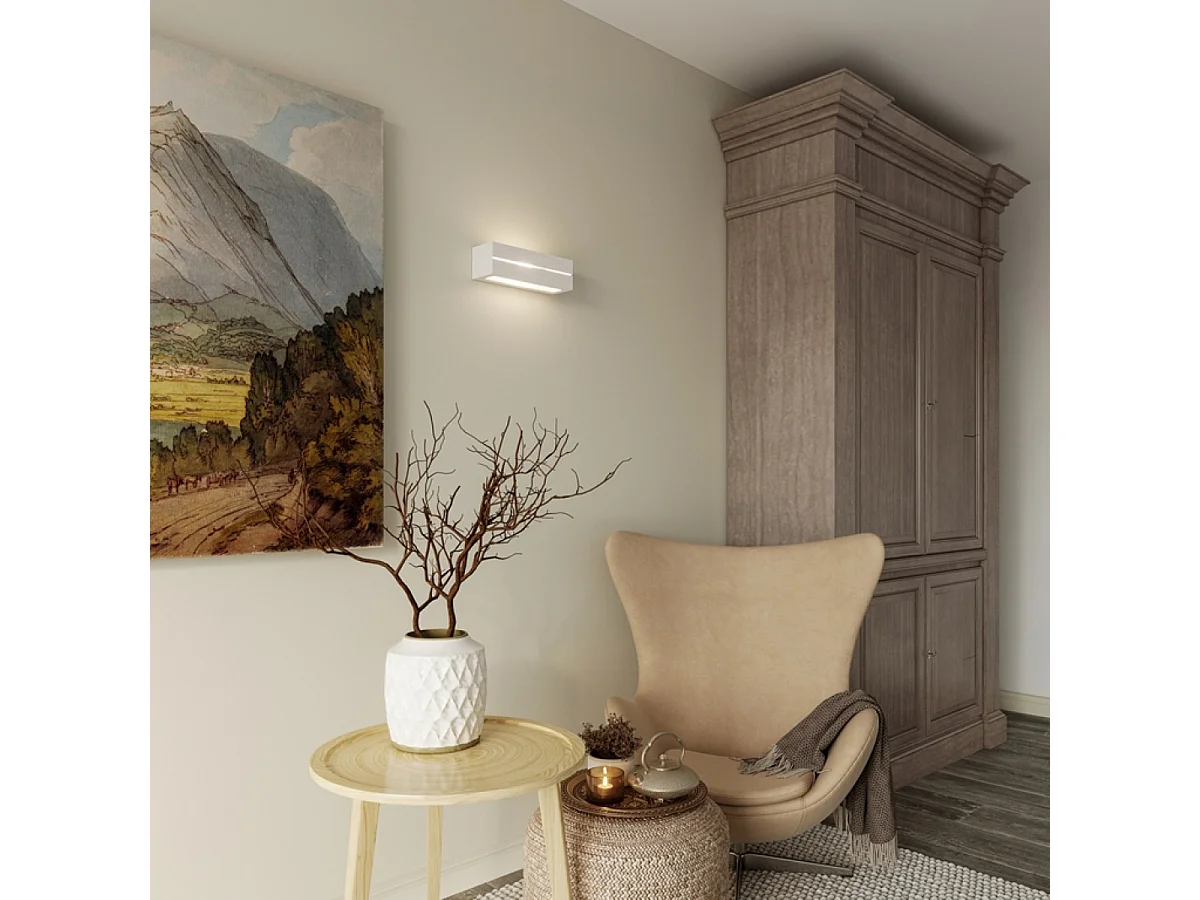 Appliques Solara line moderne en céramique - 1 sources lumineuses 3000K - L.32,5 x H.9,5 cm - blanc