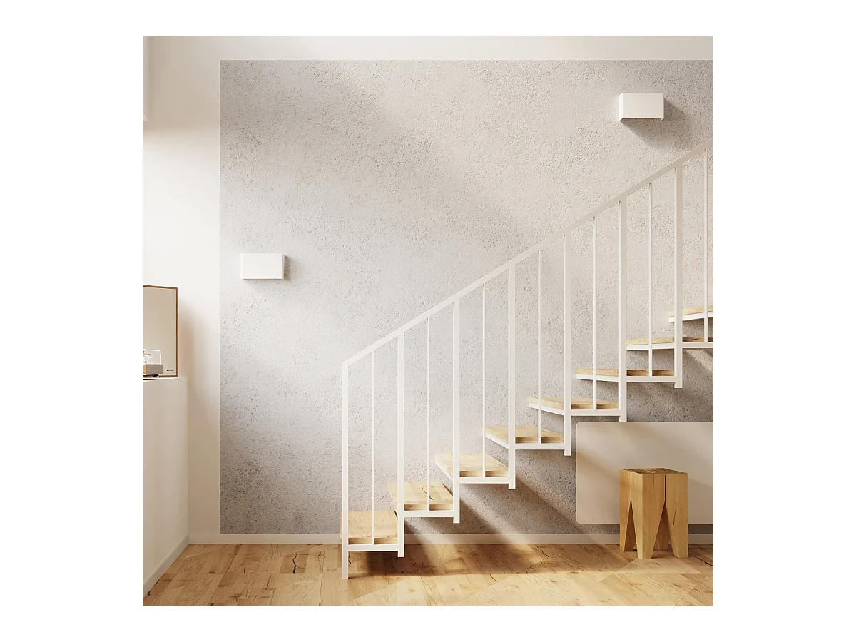 Lampade da parete Overaqua moderno di acciaio - 2 sorgenti luminose 3000K - L.25 x A.15 cm - bianco