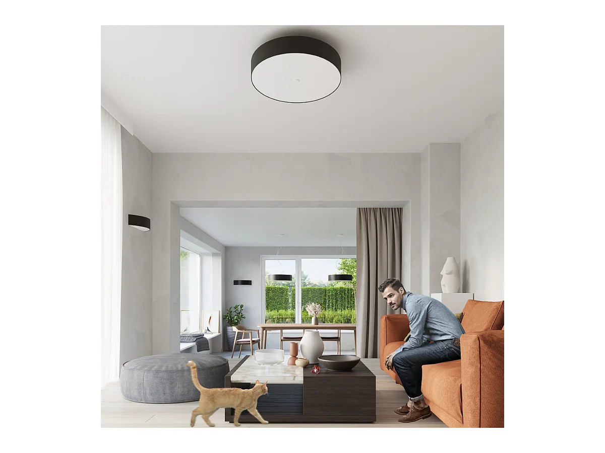 Wandlampen Kalmaris minimalistisch van  - 2 lichtbronnen 3000K - L.45 x H.12 cm - zwart