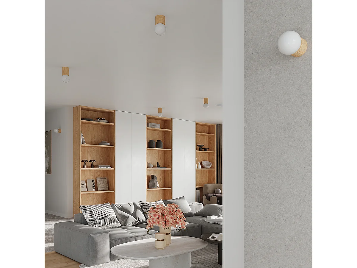 Appliques Lust moderne en bois - 1 sources lumineuses 4000K - L.12 x H.12 cm - bois naturel