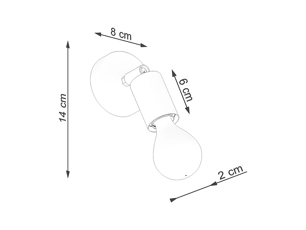 Wandlampen Synfex minimalistisch van  - 1 lichtbronnen 3000K - L.8 x H.14 cm - zwart