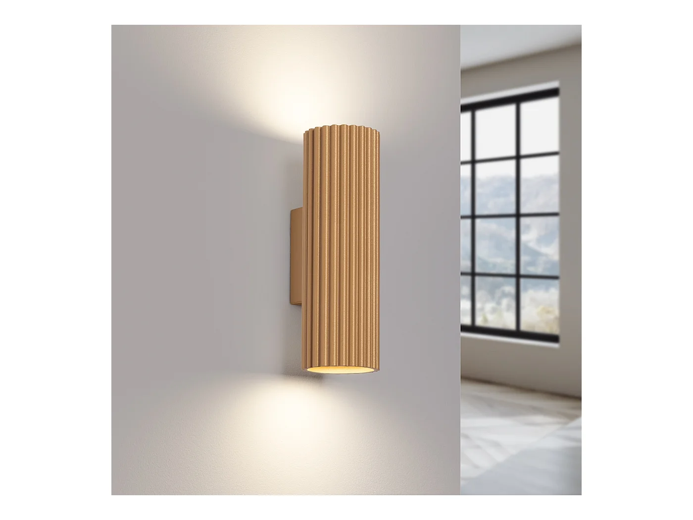 Wandleuchte Gloow minimalistisch aus  Aluminium - 2 lichtquellen 4000K - L.6,5 x H. cm - golden