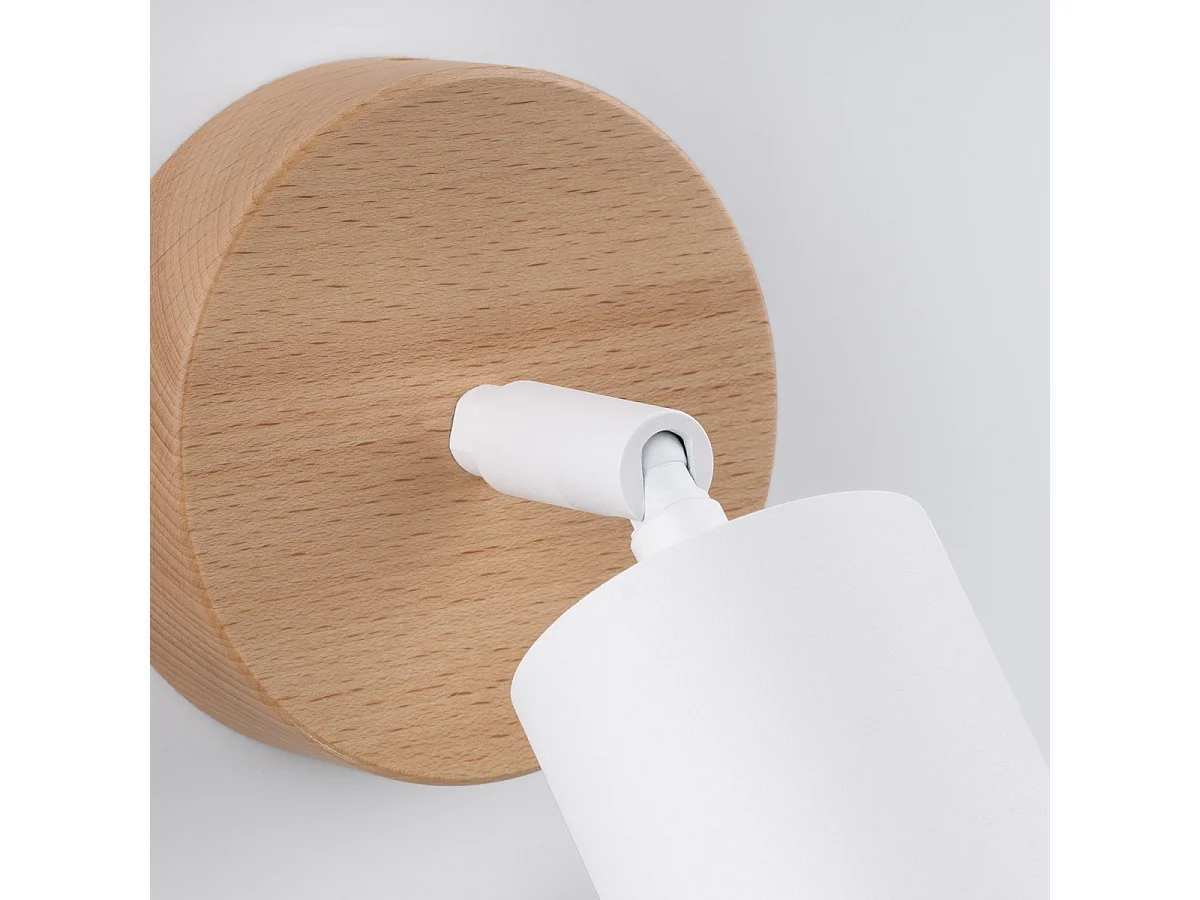 Appliques Flare moderne en acier/bois - 1 sources lumineuses 3000K - L.16 x H.16 cm - bois blanc