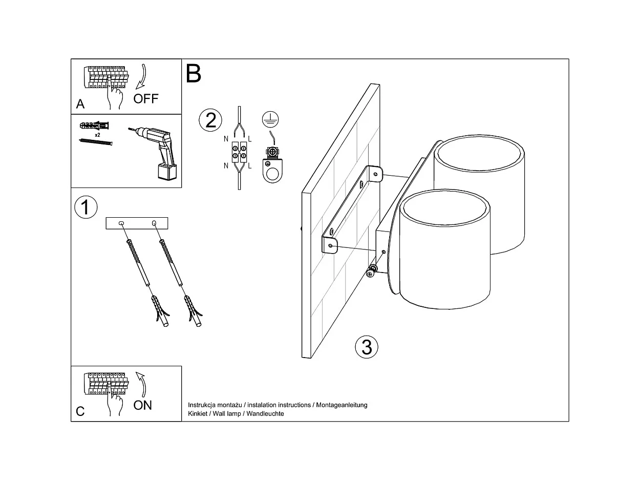 Wandlampen Celeris modern van  - 2 lichtbronnen 4000K - L.26 x H.10 cm - wit