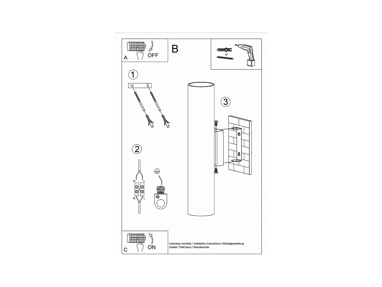 Wandlampen Toris modern van  - 2 lichtbronnen 3000K - L.6 x H.30 cm - zwart