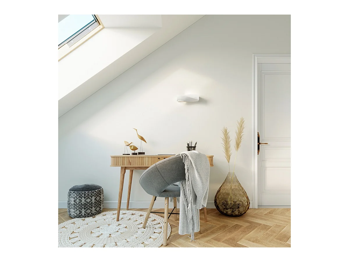 Lampade da parete Sigmonix mini moderno di ceramica/vetro - 1 sorgenti luminose 3000K - L.35 x A.12 cm - bianco