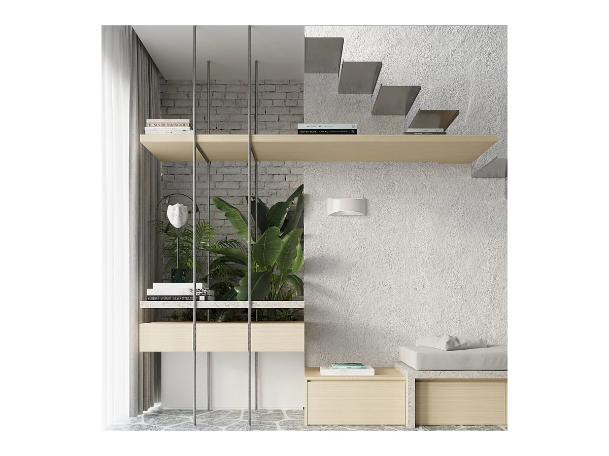 Lampade da parete Litte moderno di ceramica - 1 sorgenti luminose 4000K - L.31,5 x A.14,5 cm - bianco