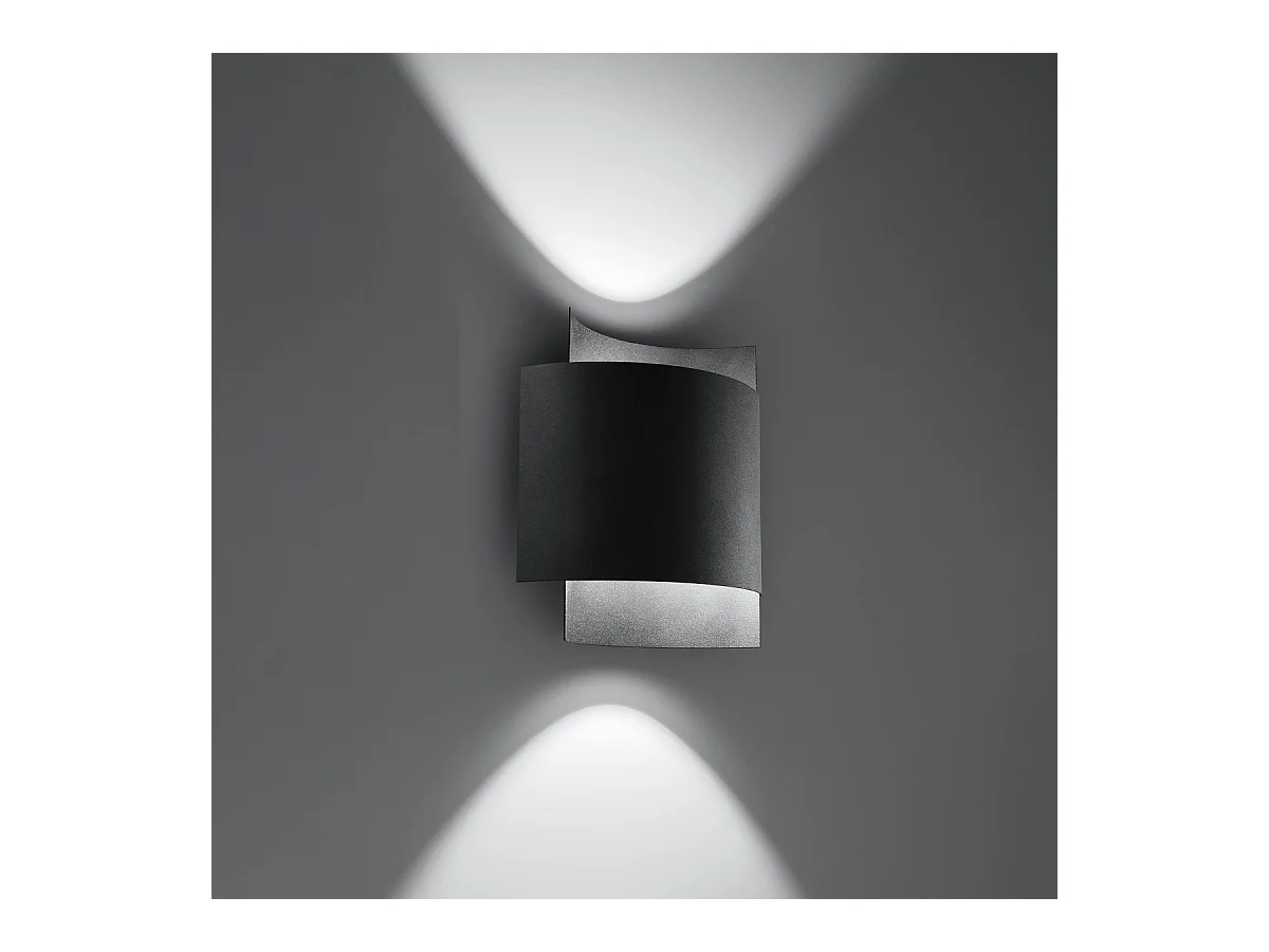 Candeeiros de parede Influx industrial, aço - 1 fontes de luz 3000K - L.22 x H.23 cm - preto