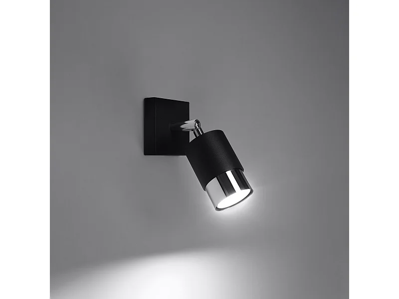 Wandlampen Alvor modern aus  Stahl - 1 lichtquellen 3000K - L.8 x H. cm - schwarz/chrom