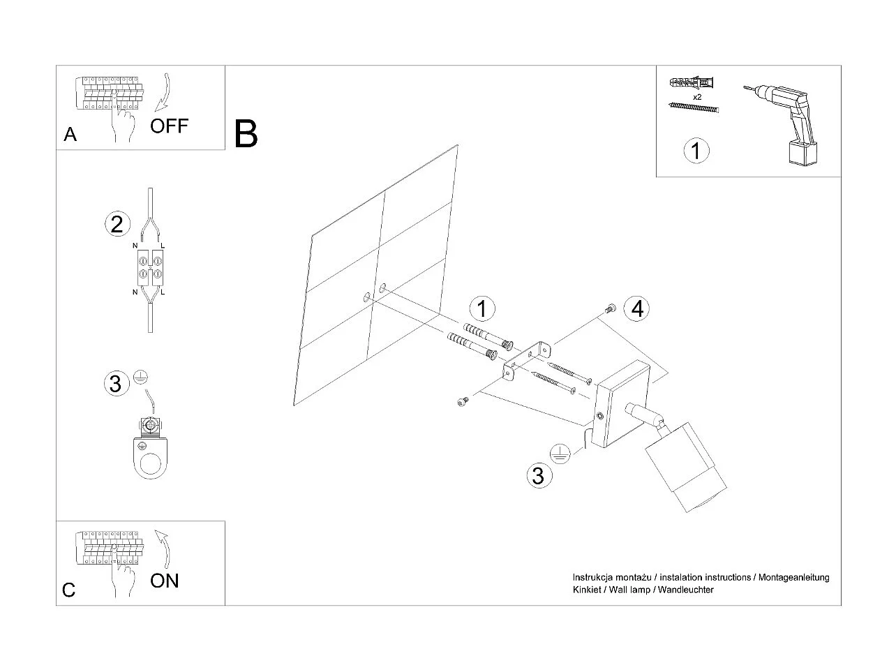 Appliques Alvor moderne en acier - 1 sources lumineuses 3000K - L.8 x H.16 cm - noir/chromé