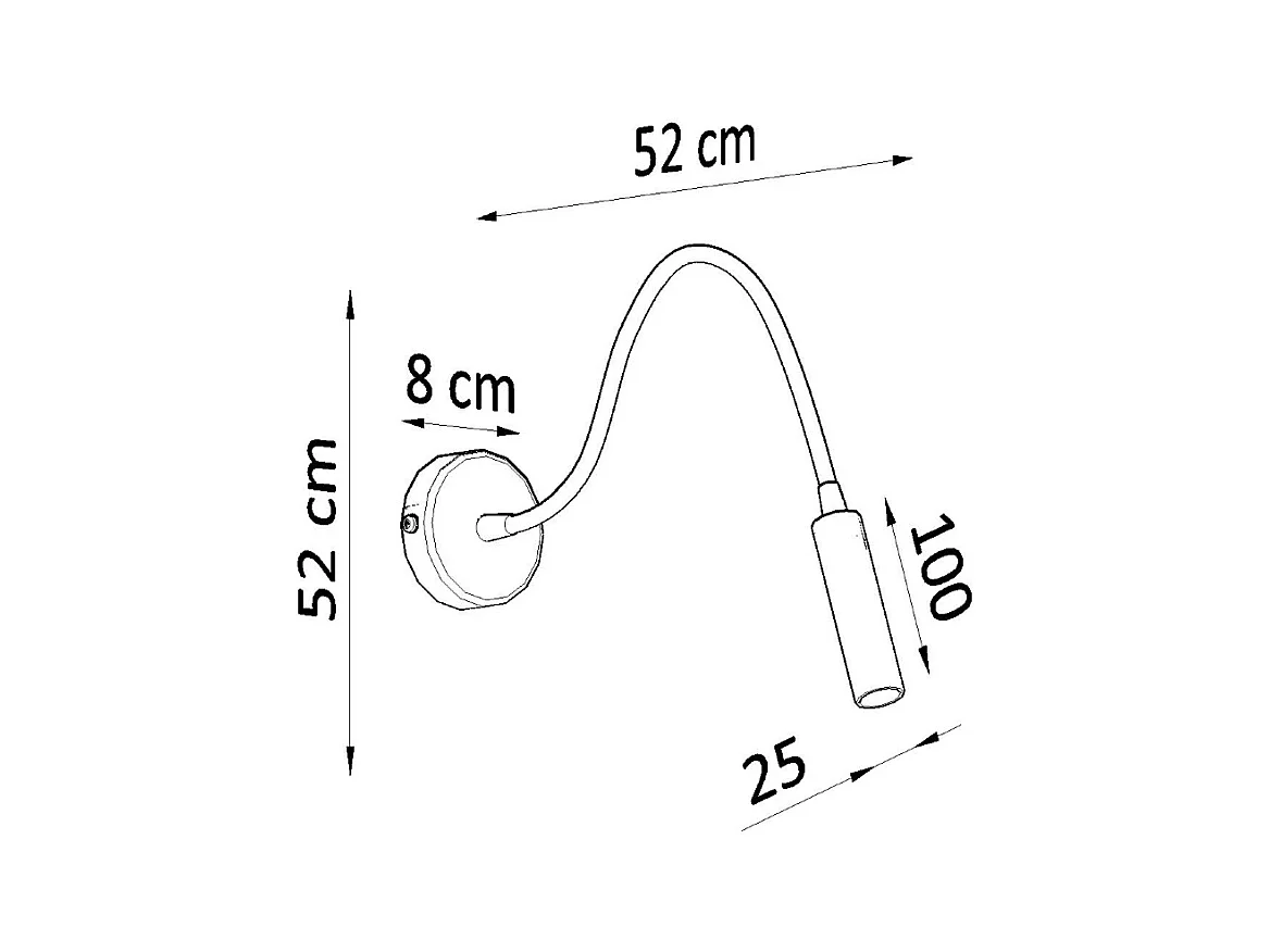 Lampade da parete Xilar moderno di acciaio - 1 sorgenti luminose 4000K - L.8 x A.52 cm - nero