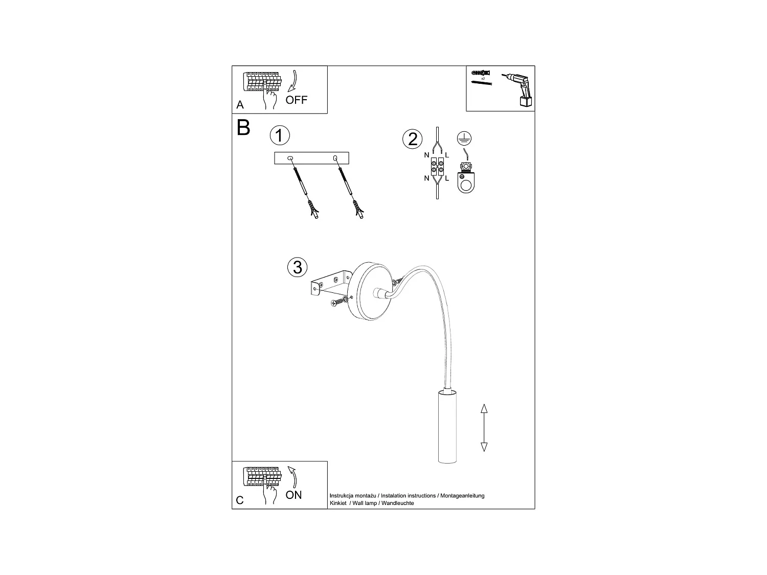 Lampade da parete Xilar moderno di acciaio - 1 sorgenti luminose 4000K - L.8 x A.52 cm - nero