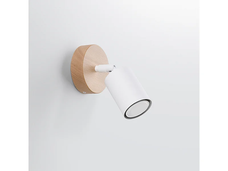 Wandlampen Flare modern van  - 1 lichtbronnen 4000K - L.16 x H.16 cm - wit hout