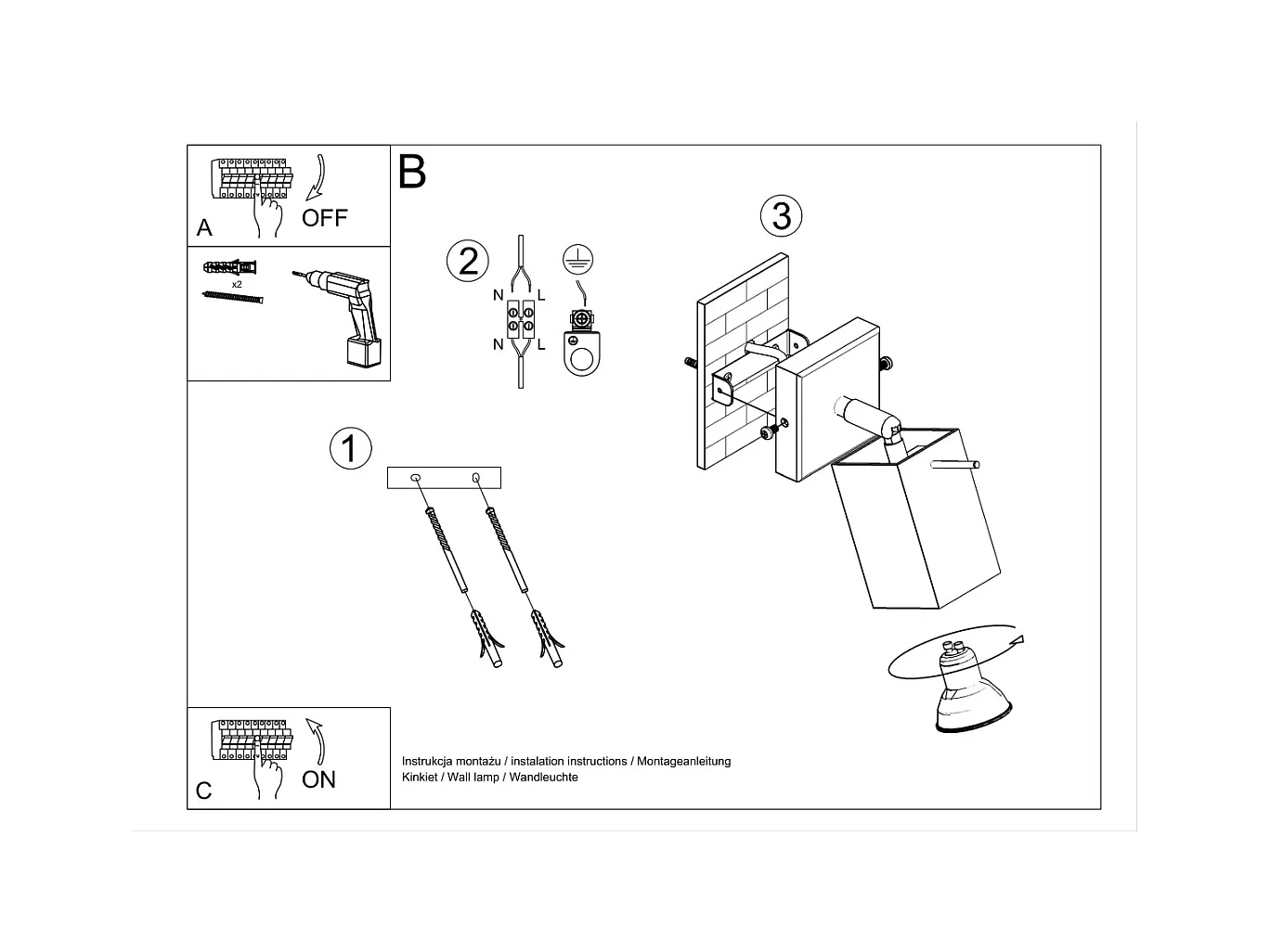 Wandlampen Briow modern van  - 1 lichtbronnen 4000K - L.8 x H.8 cm - zwart