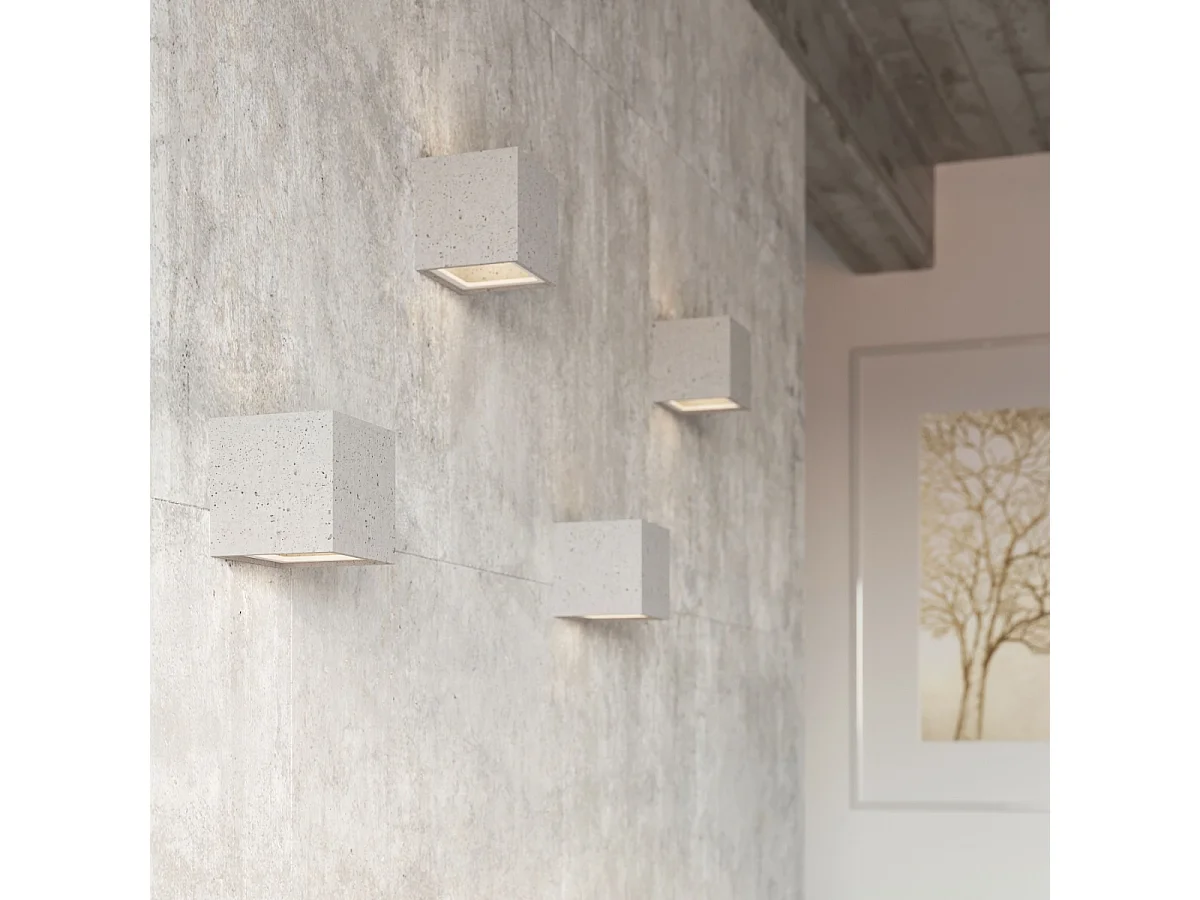 Appliques Astra moderne en béton/verre - 1 sources lumineuses 3000K - L.12 x H.10 cm - gris