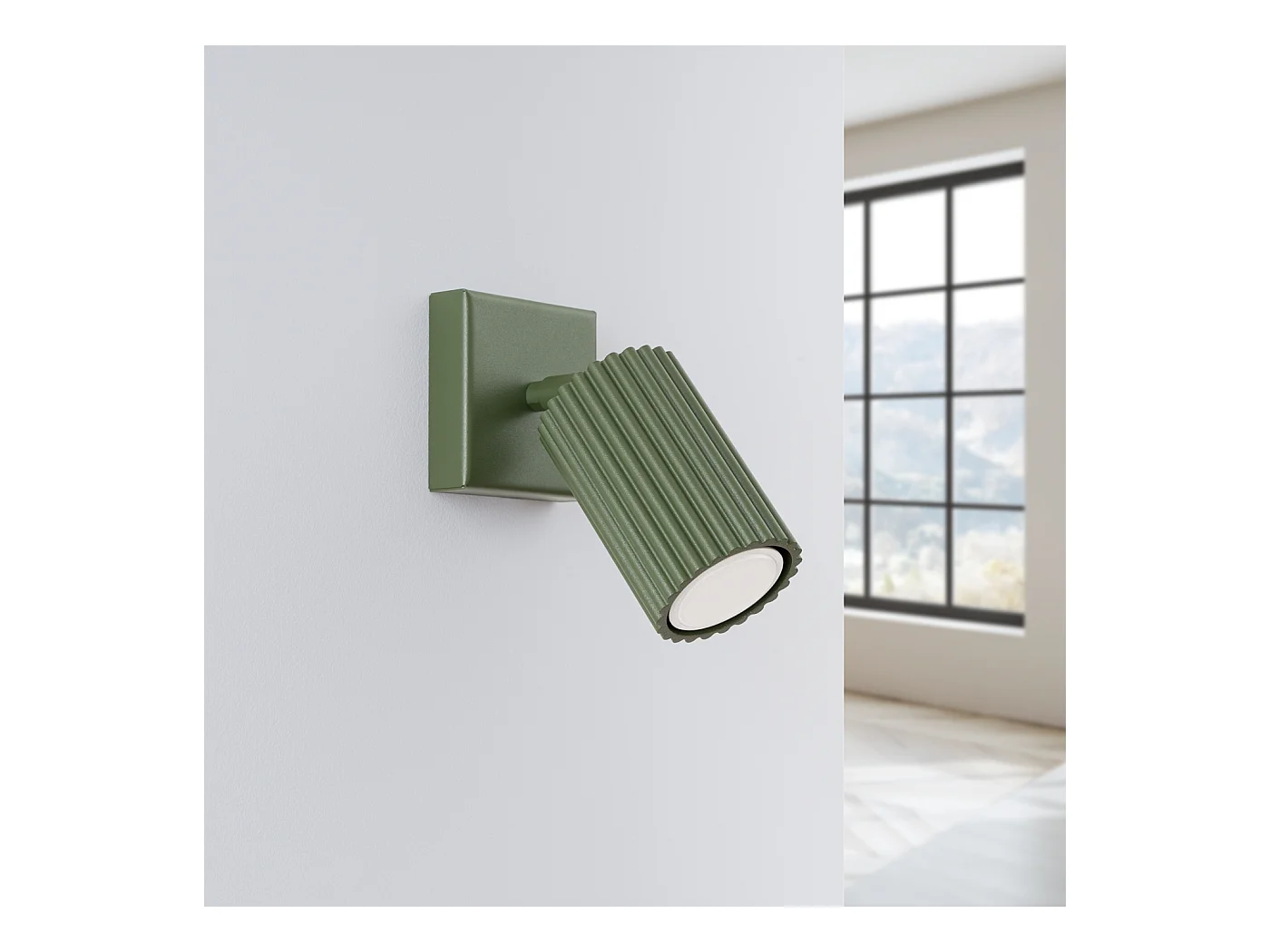 Wandleuchte Gloow minimalistisch aus  Aluminium - 1 lichtquellen 3000K - L.8 x H. cm - olivgrün