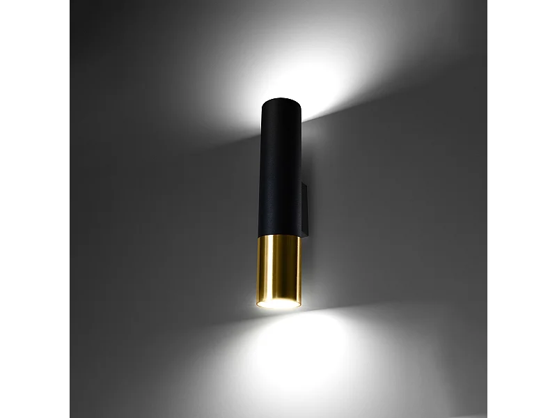 Lámparas de pared Zarpex moderno de acero - 2 fuentes luminosas 3000K - L.6 x A.29 cm - oro negro
