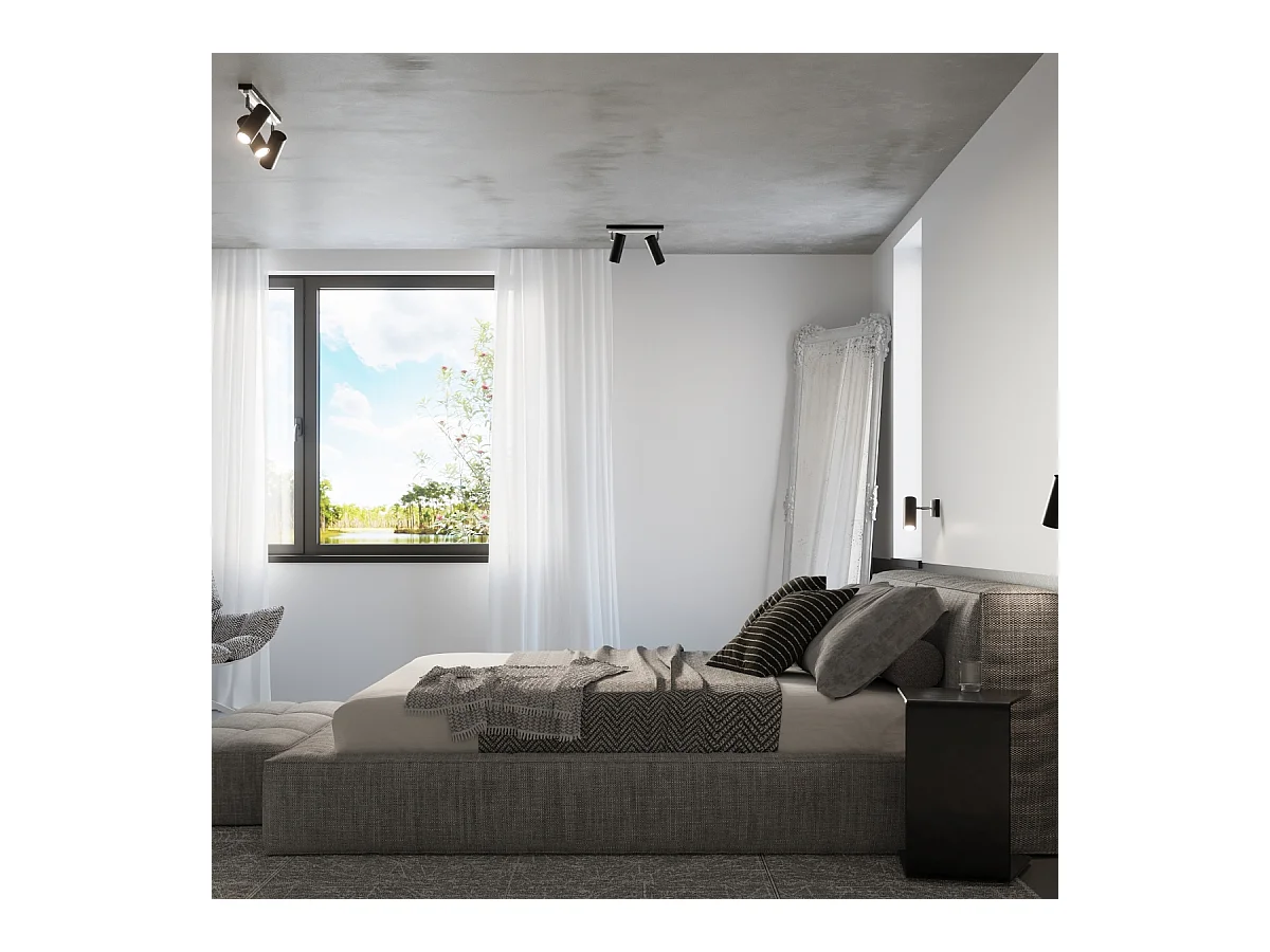 Appliques Invicta moderne en acier - 1 sources lumineuses 3000K - L.8 x H.20 cm - noir