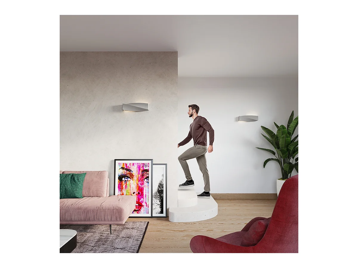 Wandlampen Sigmonix modern van  - 1 lichtbronnen 3000K - L.42 x H.14 cm - grijs