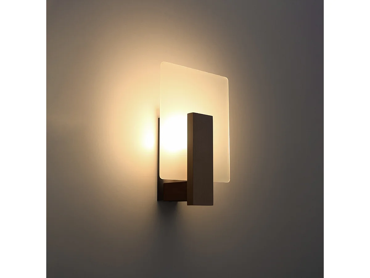 Appliques Nappo scandinave en bois/verre - 1 sources lumineuses 4000K - L.16 x H.30,5 cm - wengé