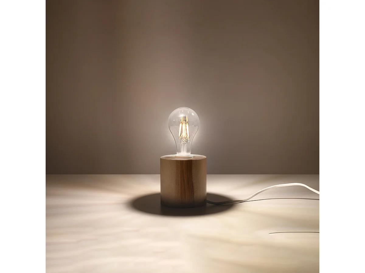 Lampy biurkowe skandynawski Nalvado, drewno - 1 źródło światła 3000K - L.10 x H.10 cm - naturalne drewno