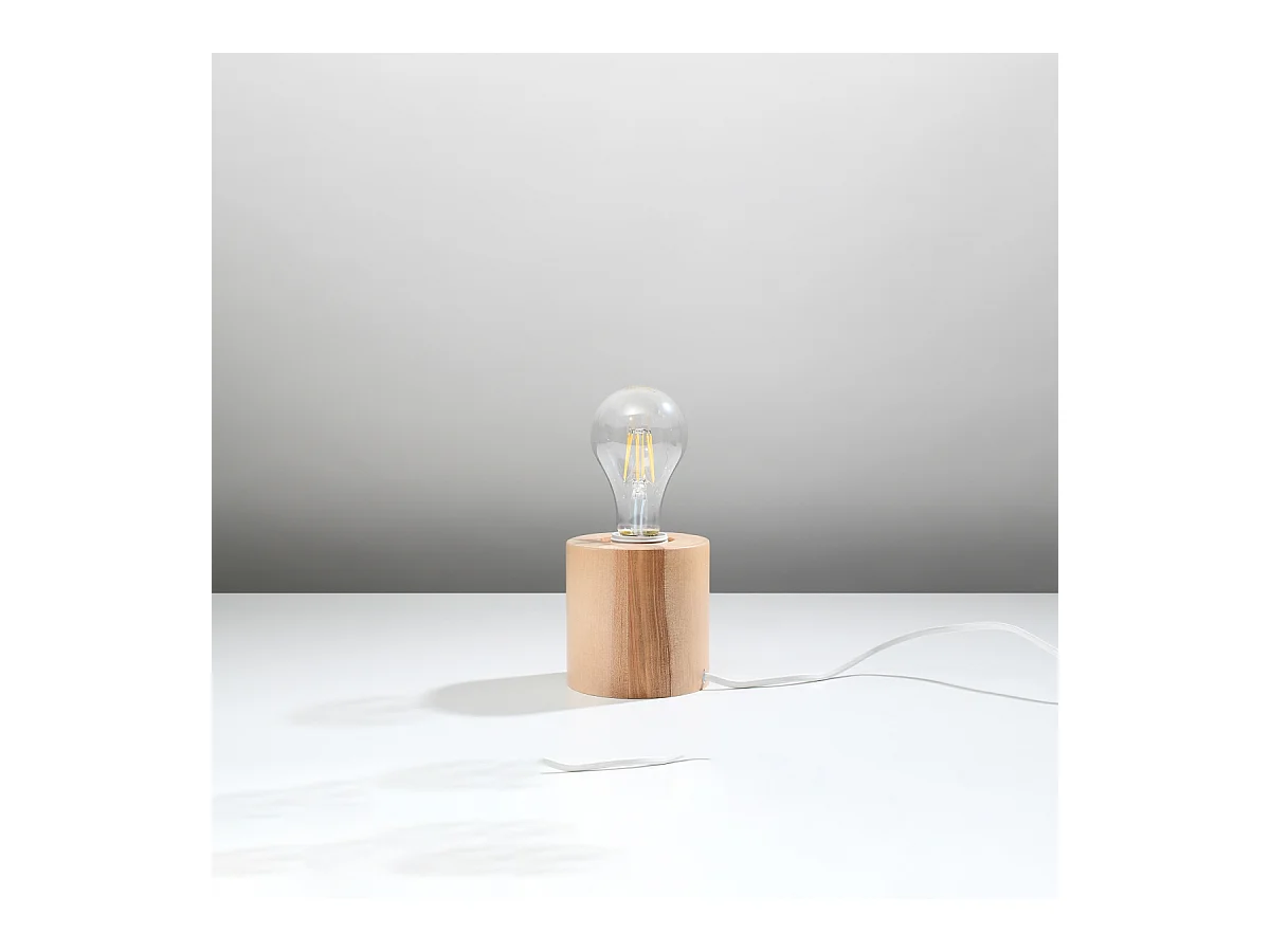 Lampy biurkowe skandynawski Nalvado, drewno - 1 źródło światła 3000K - L.10 x H.10 cm - naturalne drewno