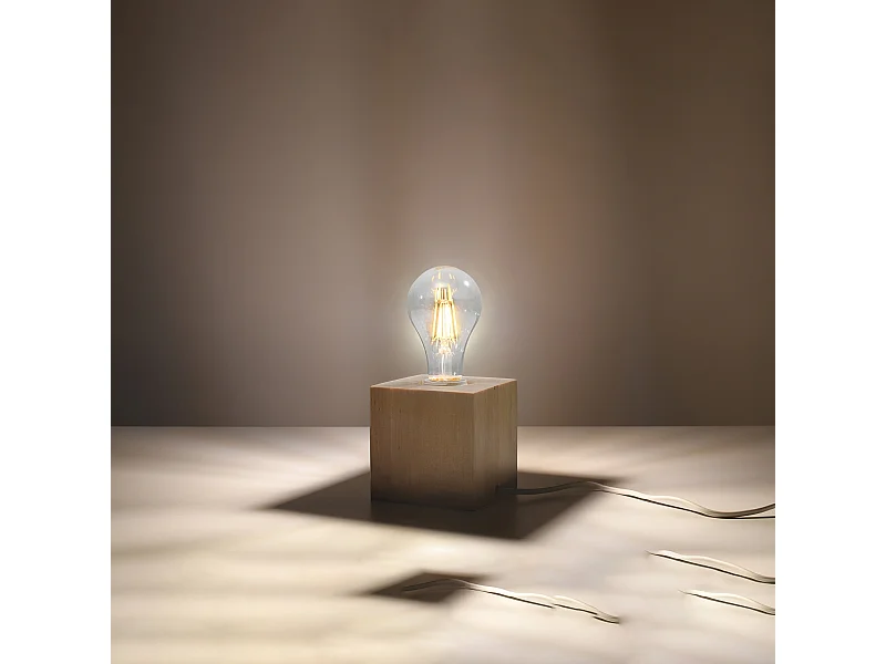 Lampy biurkowe skandynawski Zxina, drewno - 1 źródło światła 3000K - L.10 x H.10 cm - naturalne drewno