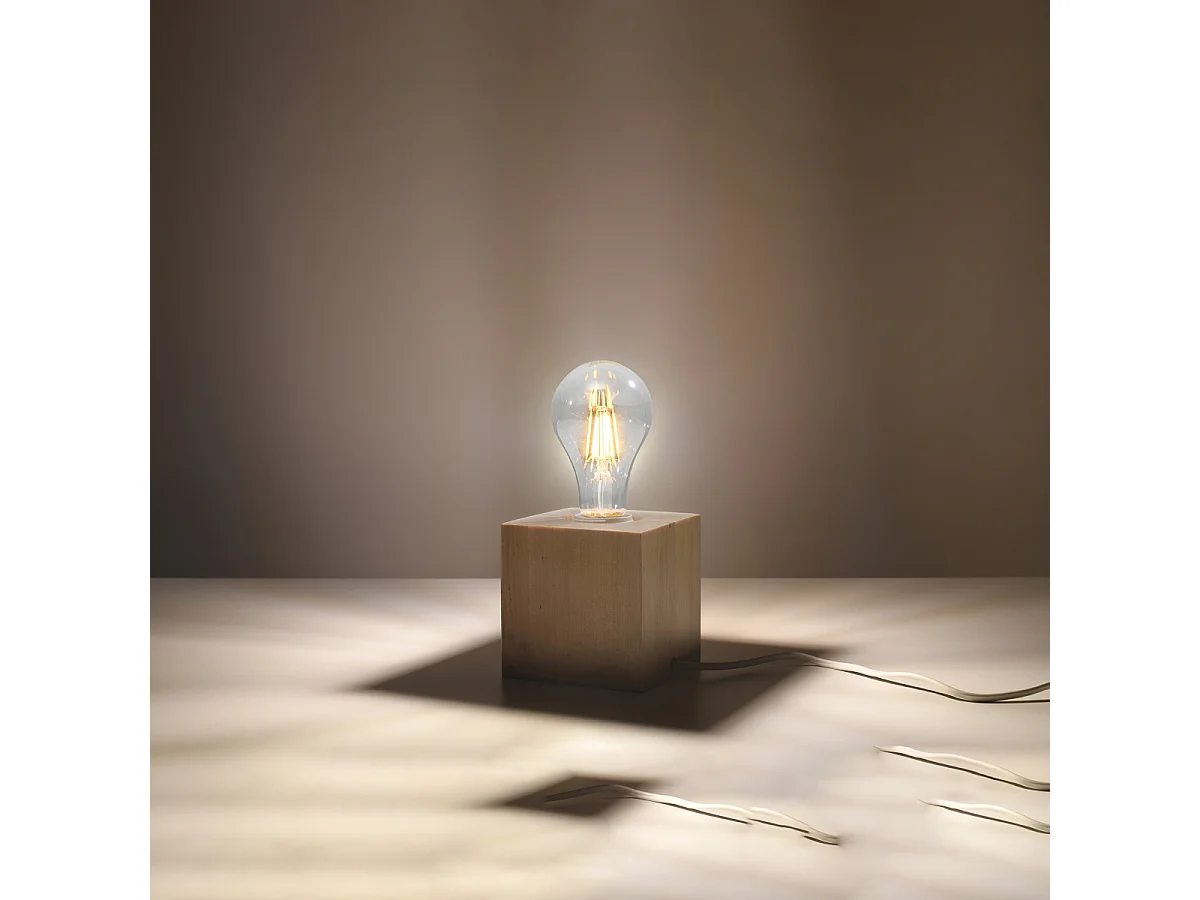 Lampy biurkowe skandynawski Zxina, drewno - 1 źródło światła 3000K - L.10 x H.10 cm - naturalne drewno