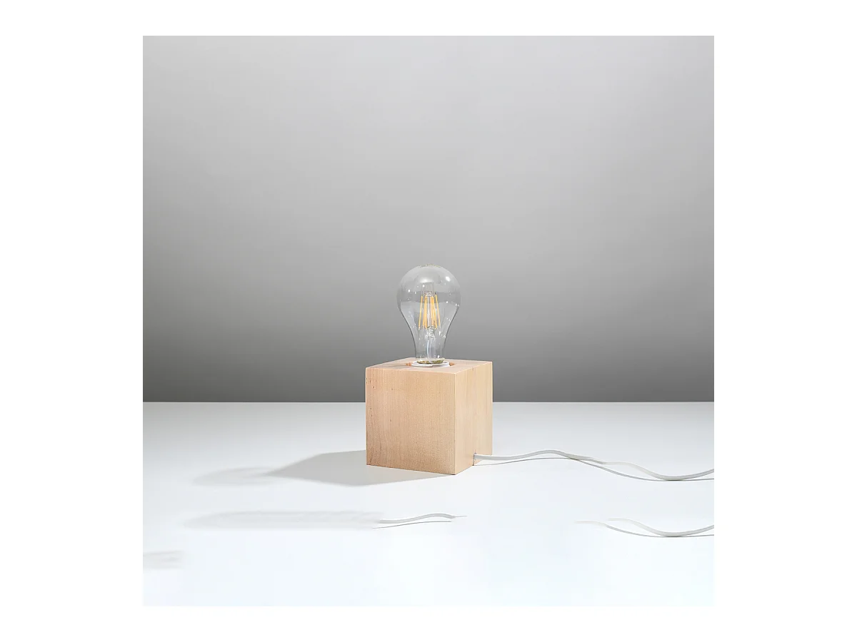 Lampy biurkowe skandynawski Zxina, drewno - 1 źródło światła 3000K - L.10 x H.10 cm - naturalne drewno