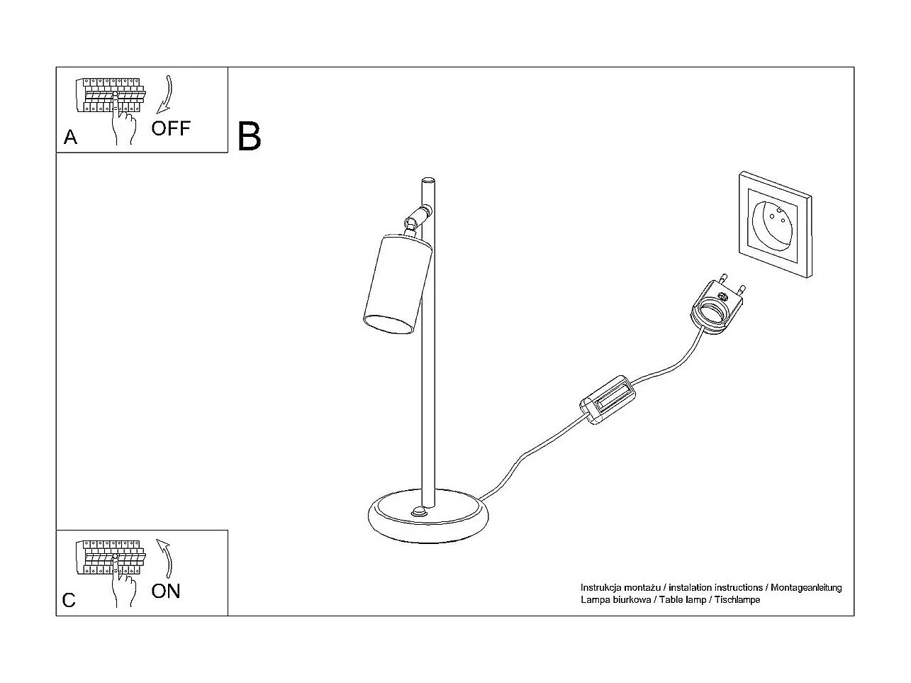 Lampes de bureau Glois moderne en acier - 1 sources lumineuses 3000K - L.13 x H.44 cm - noir/chromé