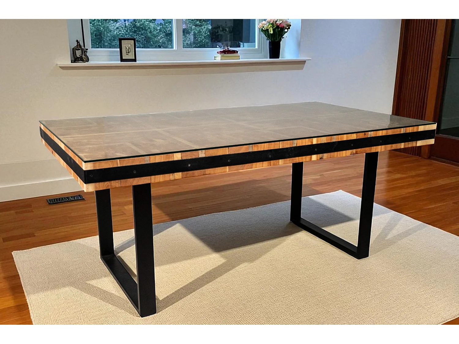 MESA MADERA RECICLADA/METAL/VIDRIOdale un toque diferente a tu hogar