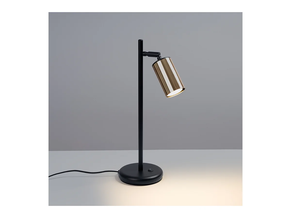 Lampy biurkowe nowoczesny Glois, stal - 1 źródło światła 3000K - L.13 x H.44 cm - czarny/złoty