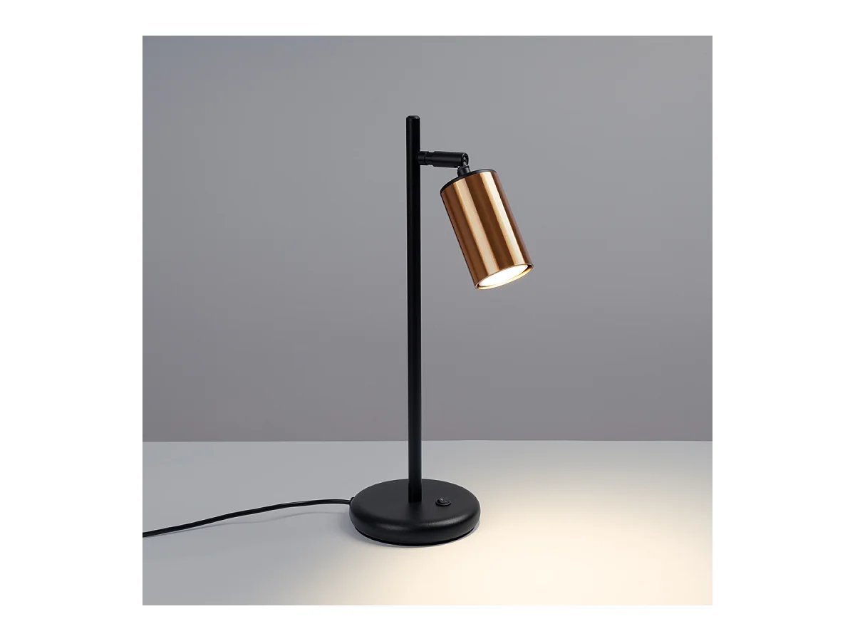 Lampy biurkowe nowoczesny Glois, stal - 1 źródło światła 3000K - L.13 x H.44 cm - czarny/miedź