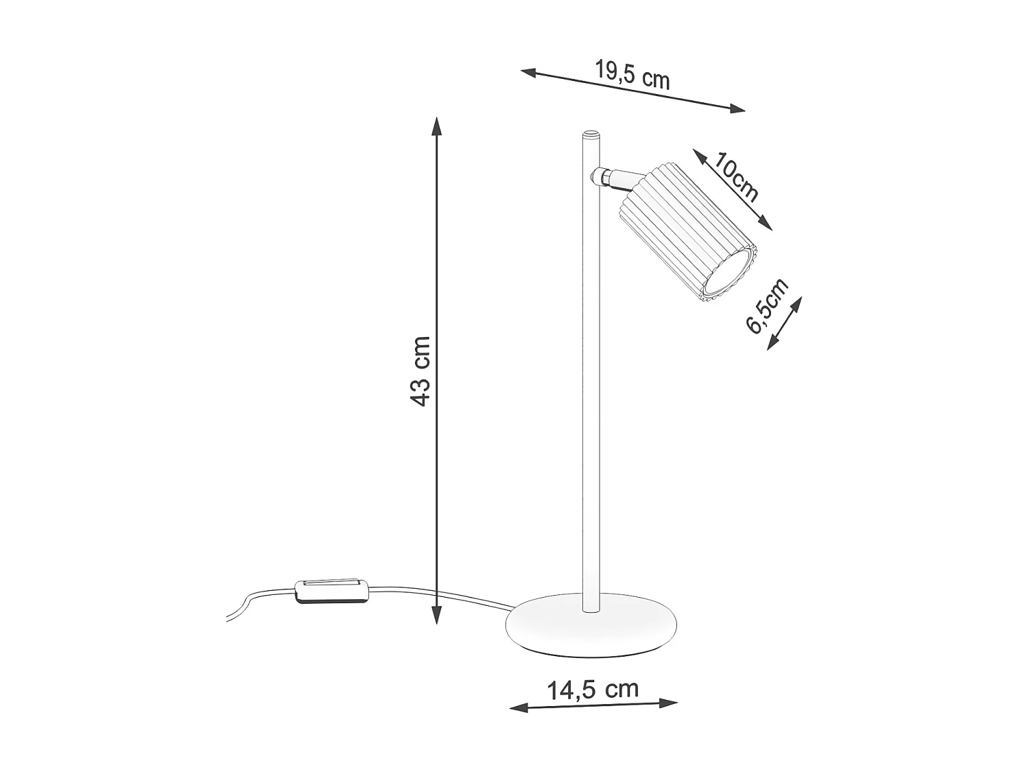Lampe de bureau Gloow minimaliste en aluminium - 1 sources lumineuses 3000K - L.14,5 x H.43 cm - noir