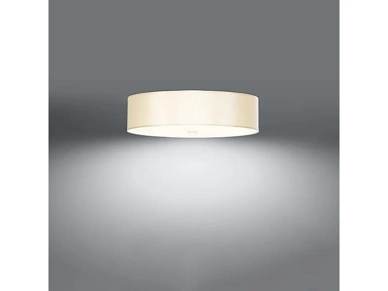 Plafonniers Kalmaris minimaliste en tissu/verre/acier - 5 sources lumineuses 3000K - L.50 x H.16 cm - blanc