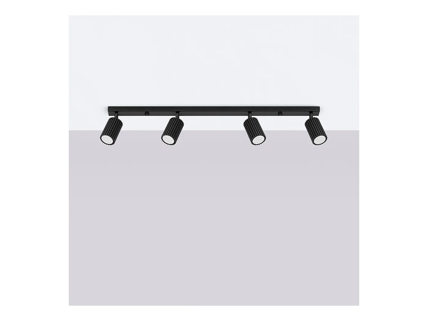 Plafondlamp Gloow minimalistisch van  - 4 lichtbronnen 3000K - L.81 x H.16,5 cm - zwart