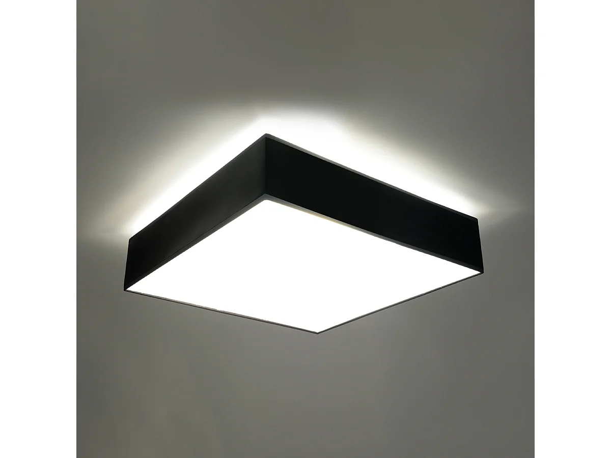 Plafonniers Care minimaliste en PVC - 4 sources lumineuses 3000K - L.55 x H.11 cm - noir