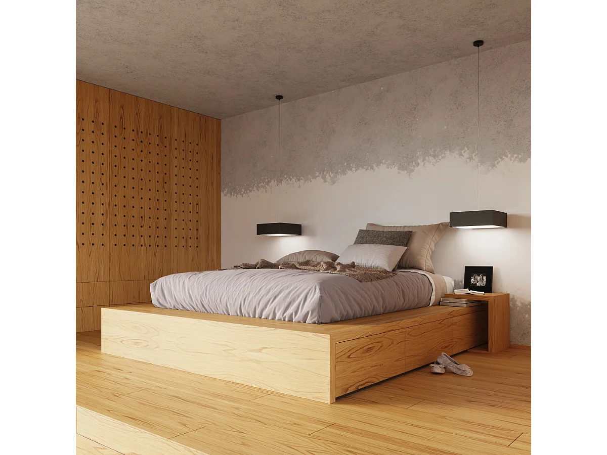 Plafonniers Care minimaliste en PVC - 4 sources lumineuses 3000K - L.55 x H.11 cm - noir