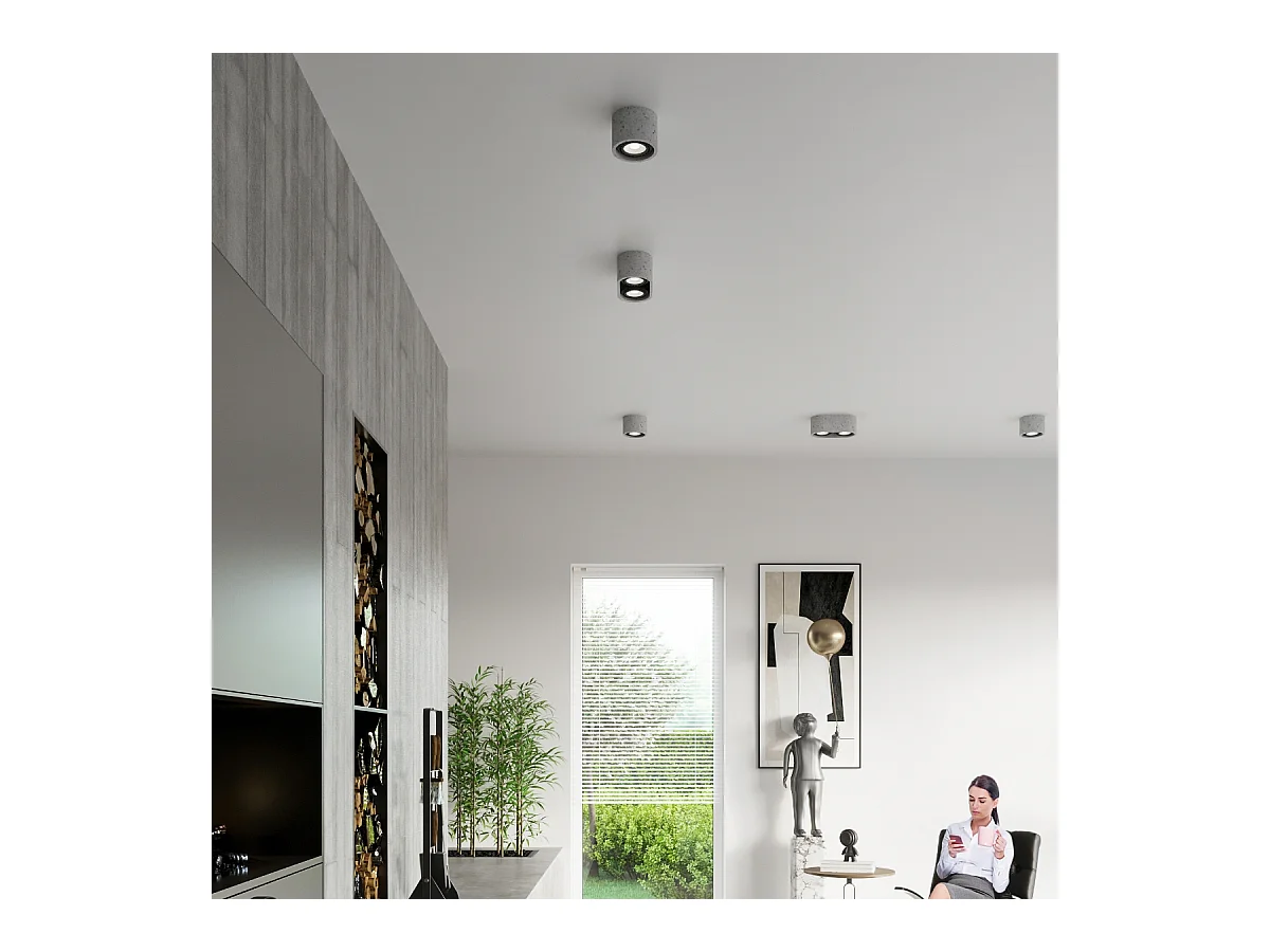 Plafonniers Blaze industriel en béton - 1 sources lumineuses 3000K - L.14 x H.9 cm - gris