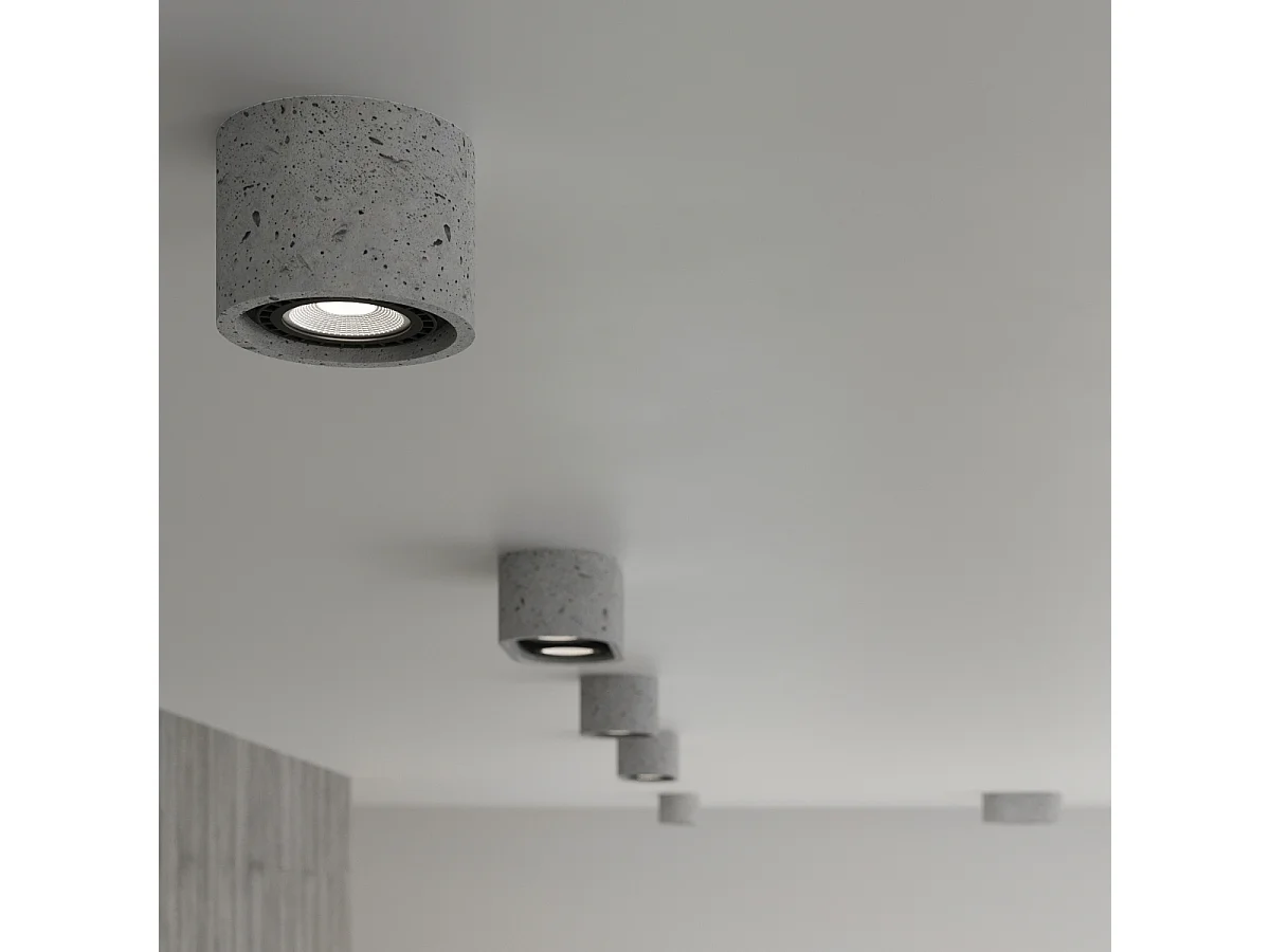 Plafonniers Blaze industriel en béton - 1 sources lumineuses 3000K - L.14 x H.9 cm - gris