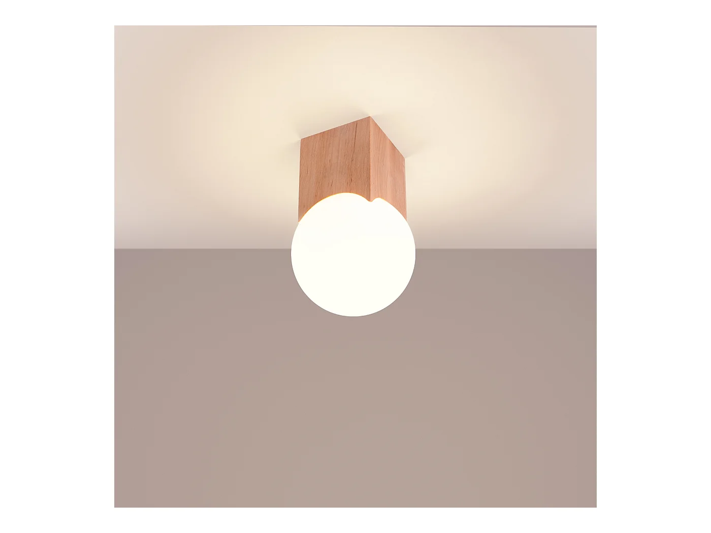 Plafonnier Lumivere minimaliste en bois/verre - 1 sources lumineuses 3000K - L.12 x H.19 cm - bois naturel/blanc