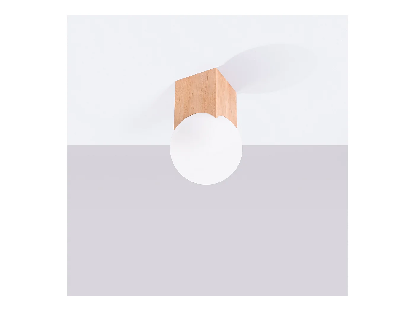 Plafonnier Lumivere minimaliste en bois/verre - 1 sources lumineuses 3000K - L.12 x H.19 cm - bois naturel/blanc