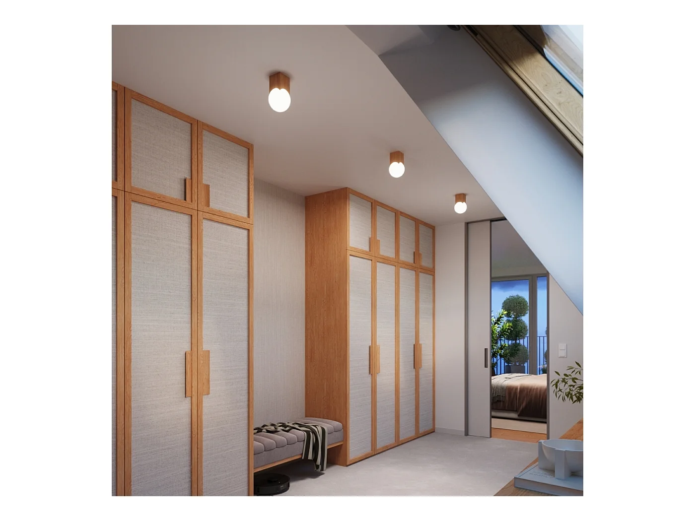 Plafonnier Lumivere minimaliste en bois/verre - 1 sources lumineuses 3000K - L.12 x H.19 cm - bois naturel/blanc