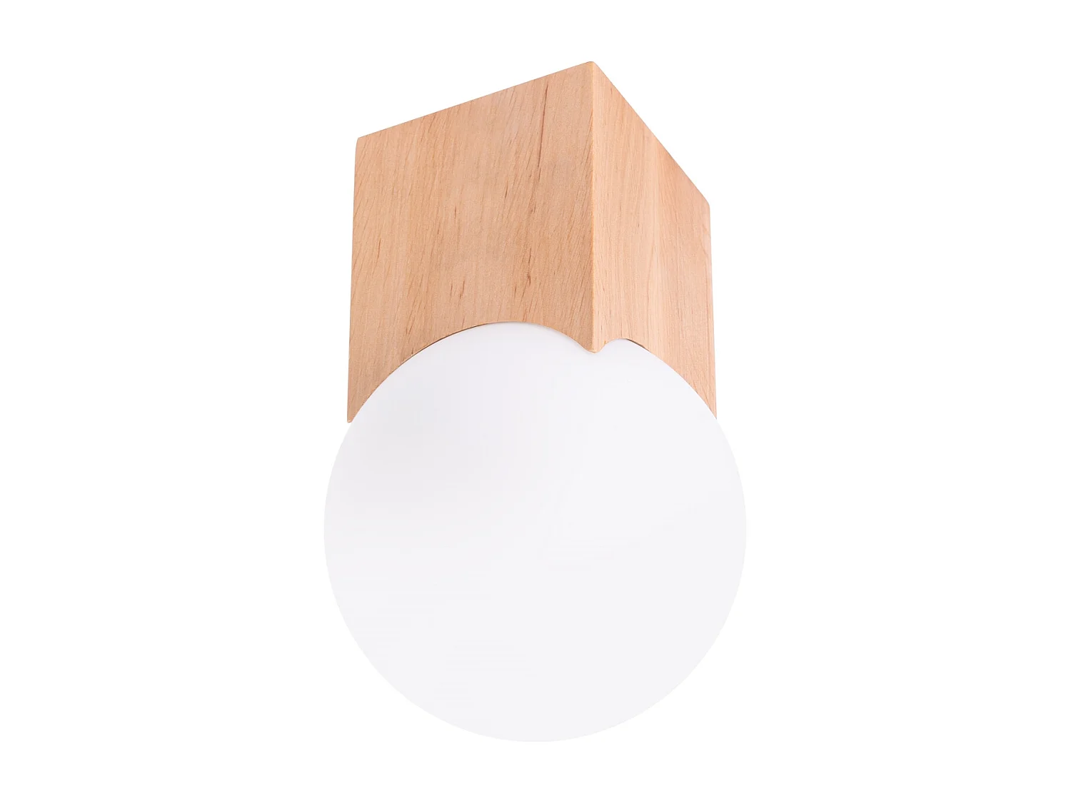 Plafonnier Lumivere minimaliste en bois/verre - 1 sources lumineuses 3000K - L.12 x H.19 cm - bois naturel/blanc