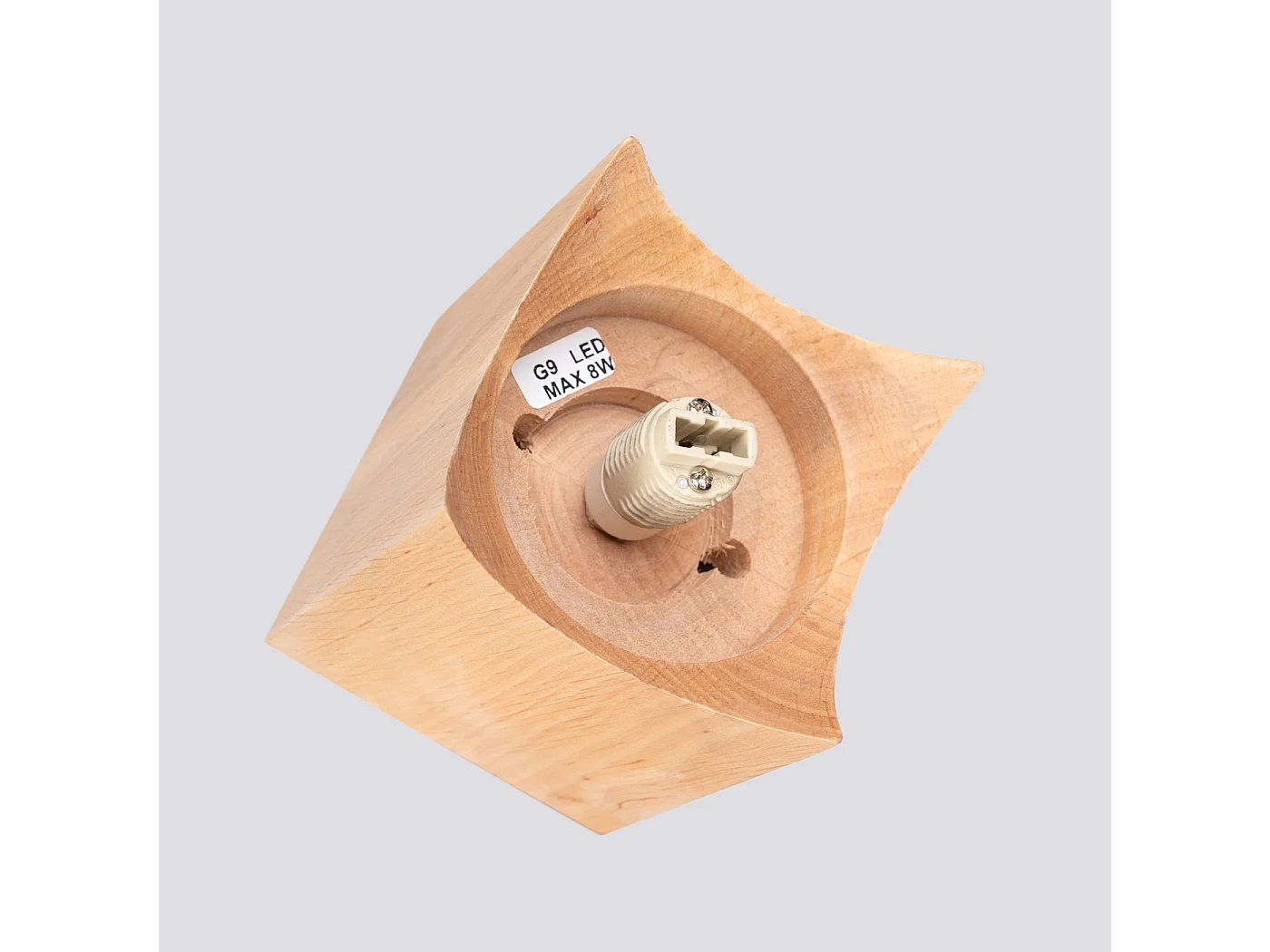 Plafonnier Lumivere minimaliste en bois/verre - 1 sources lumineuses 3000K - L.12 x H.19 cm - bois naturel/blanc