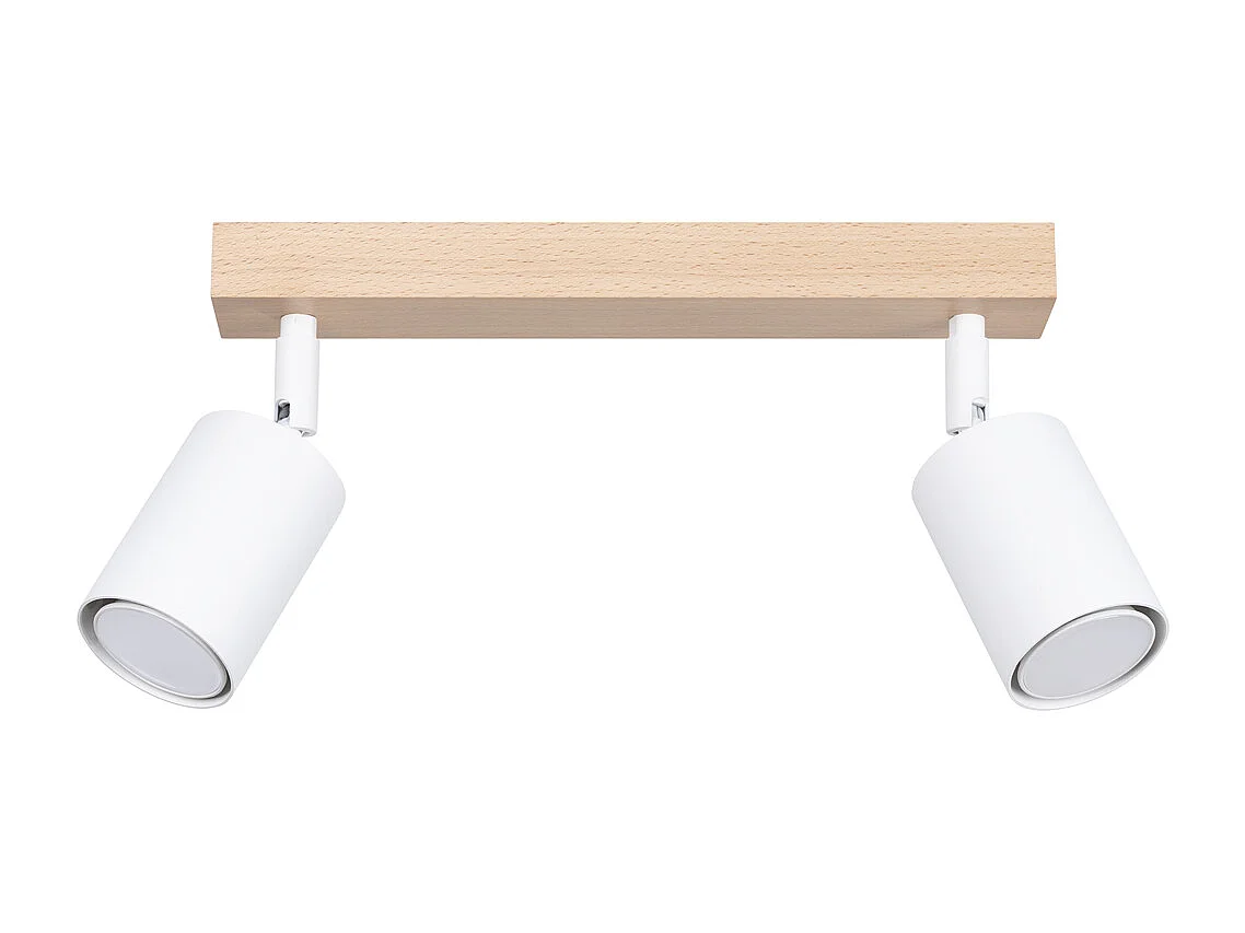 Plafonniers Flare moderne en acier/bois - 2 sources lumineuses 3000K - L.46 x H.17,5 cm - bois blanc