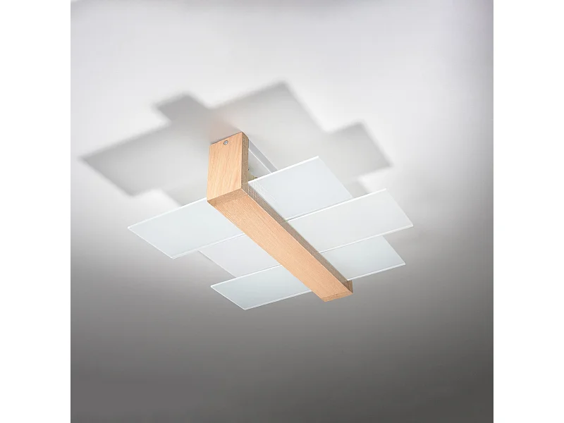 Plafondlampen Ignis Scandinavisch van  - 2 lichtbronnen 4000K - L.43 x H.12 cm - natuurlijk hout